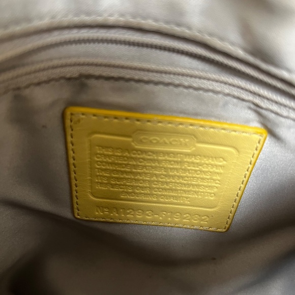 COACH Vintage Patent Leather Signature Hobo Bag in Soft Yellow - Picture 5 of 11